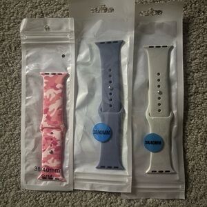 Apple Watch Silicone Watch Bands for Smartwatches - Pink, Blue, and White
